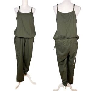 Motherhood Maternity Army Green Cargo Jumpsuit Large New